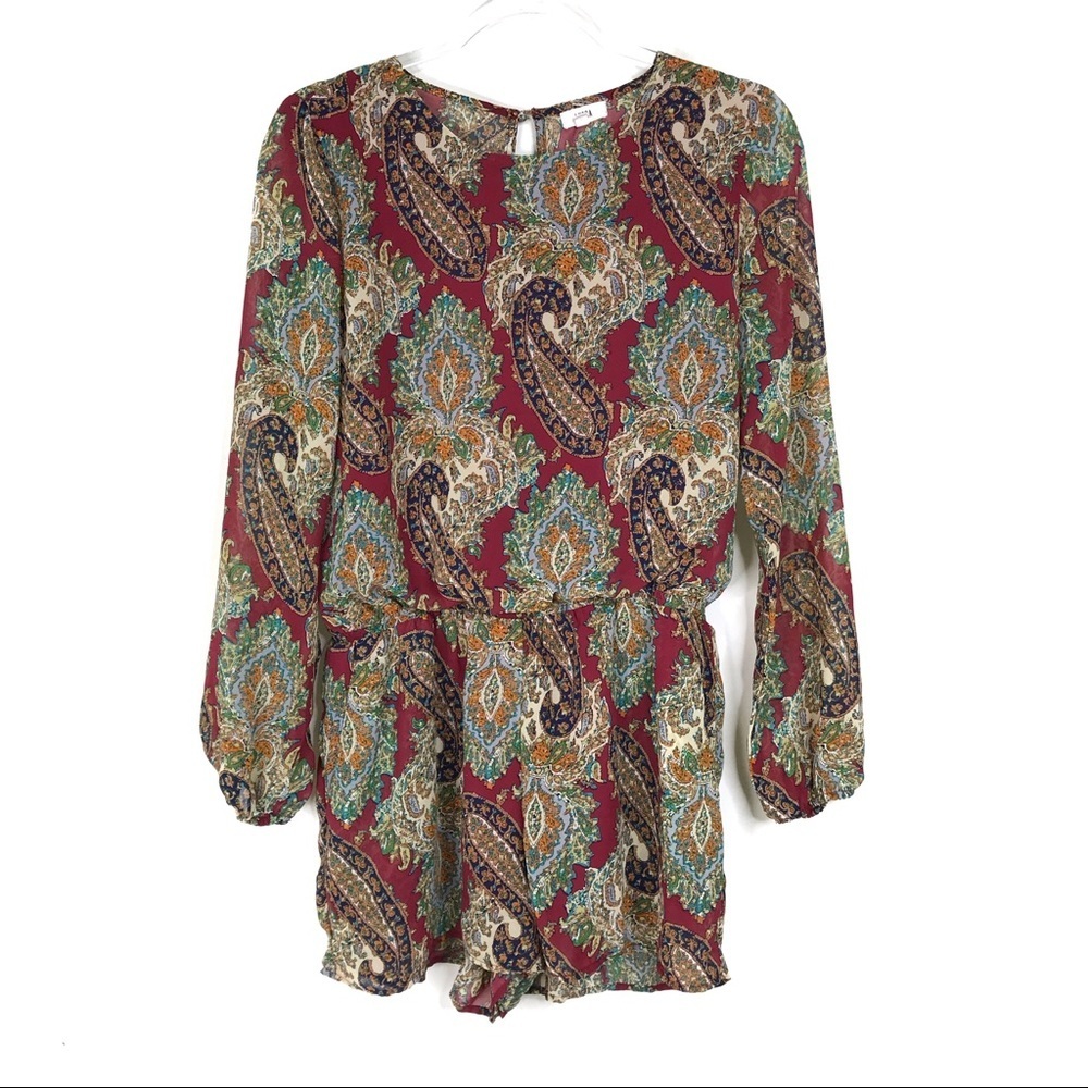 3/$30 Lucca | Long Sleeve Boho Paisley Romper M